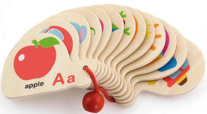 Dřevěná knížka pro výuku abecedy a angličtiny Montessori