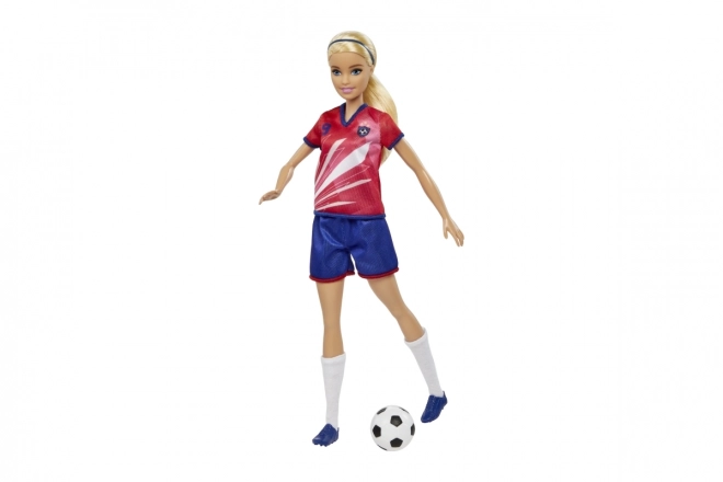 Barbie fotbalová panenka v červeném dresu
