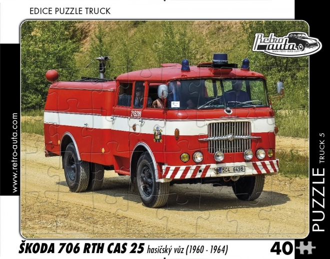 Retro auta puzzle Škoda 706 RTH CAS 25 hasičský vůz