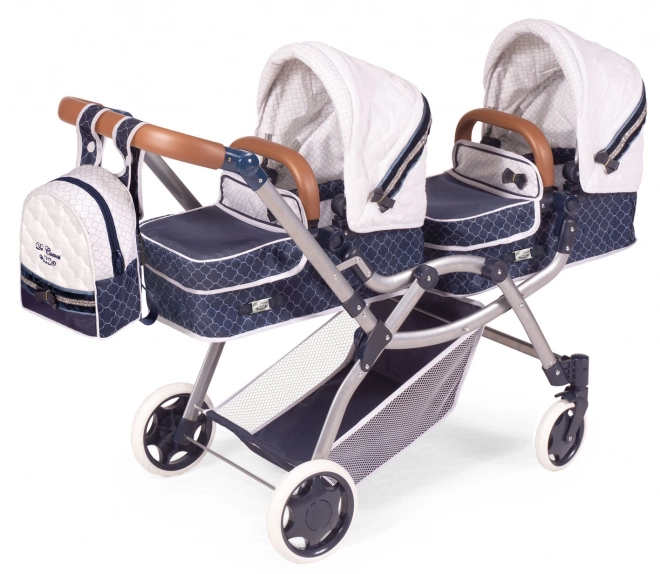 DeCuevas 80337 Skládací kočárek pro dvojčata panenky 3 v 1 s batůžkem TOP Collection 2020 - 81 cm