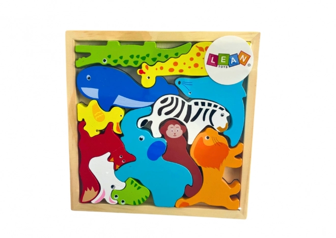 Dřevěné puzzle Zvířata k utkání Lev Králík