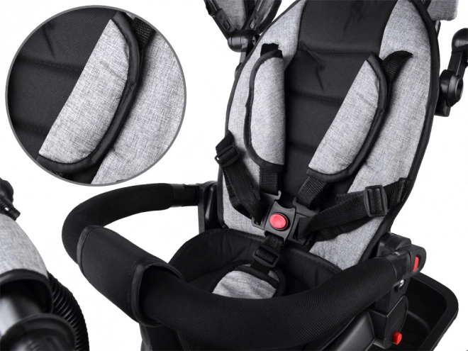 Dětská tříkolka Tiny Bike 3v1 s otočnou sedačkou a stříškou – Šedá