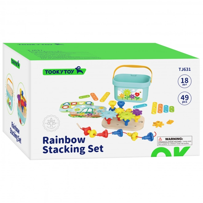 Montessori úložný box s kolíky a návlékačkou Tooky Toy