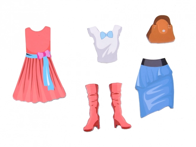 Magnetická skládačka Oblékněte panenku do stylových outfitů