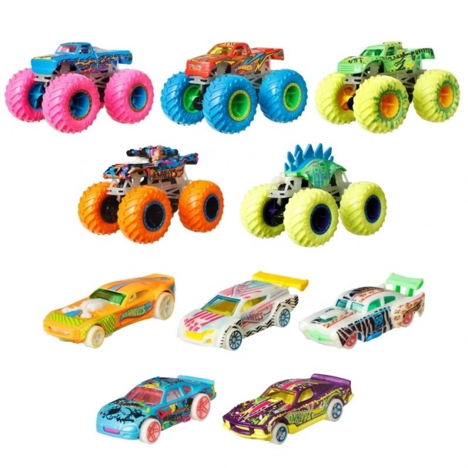 Hot Wheels monster trucky svítící ve tmě 10 ks