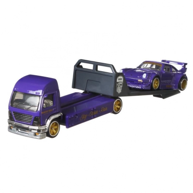 Tahač a závodní autíčko Hot Wheels