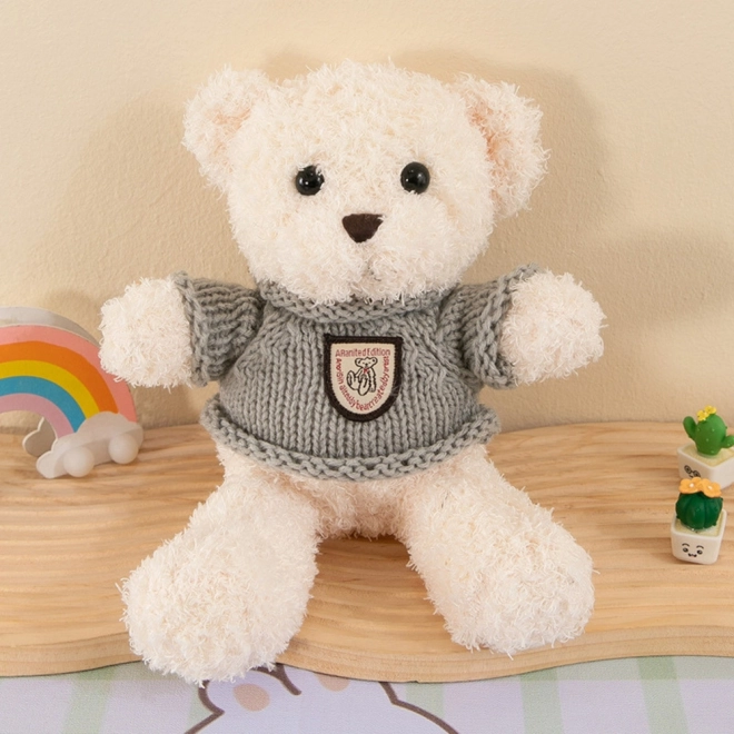 Plyšový medvídek v šedém svetru 26 cm