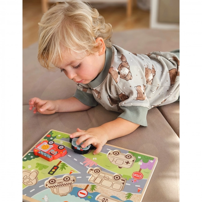 Dřevěné puzzle Montessori město