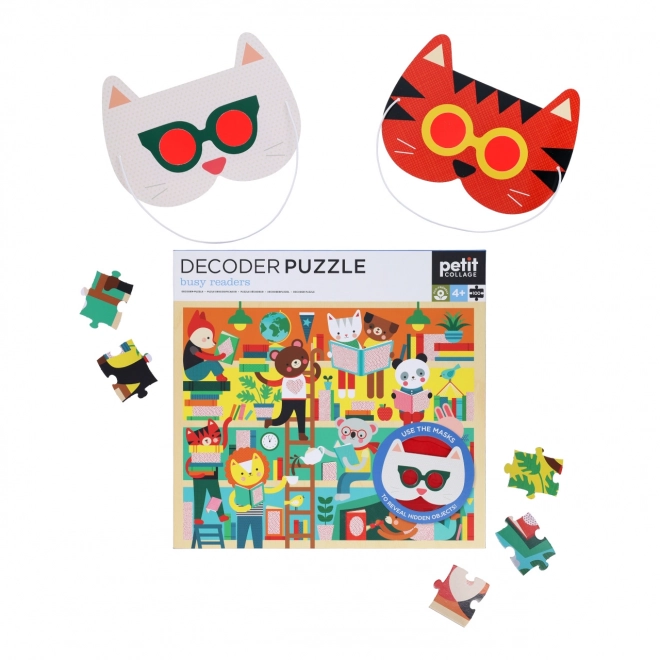 Petit Collage puzzle knihovna s 3D brýlemi