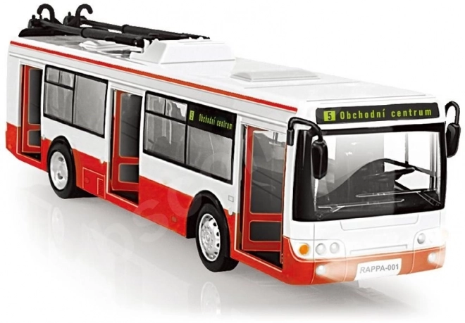 Modrý autobus hlásící zastávky česky 28 cm