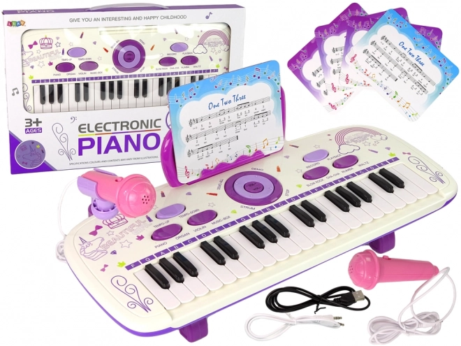 Elektrická klavírní klávesnice pro děti růžová USB MP3 poznámky