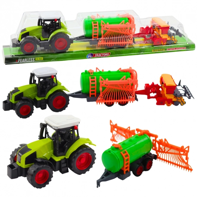 Traktor s cisternou a zhrabovačem pro děti