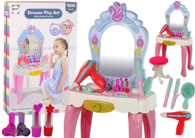 Toaletka pro malé princezny se stoličkou a zvukovými i světelnými efekty + doplňky