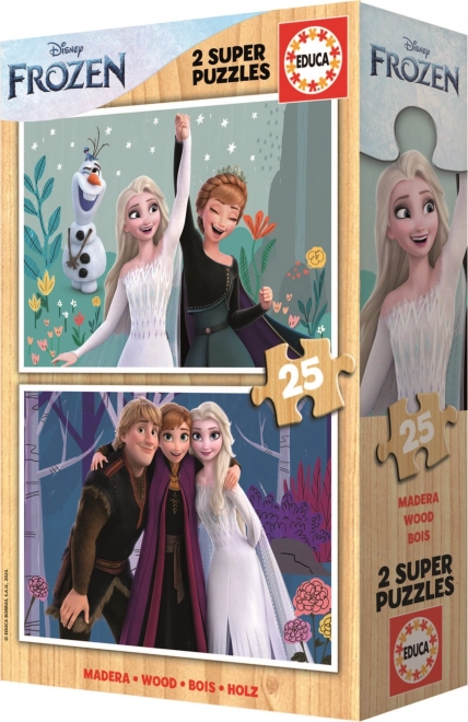 EDUCA Dřevěné puzzle Ledové království 2x25 dílků