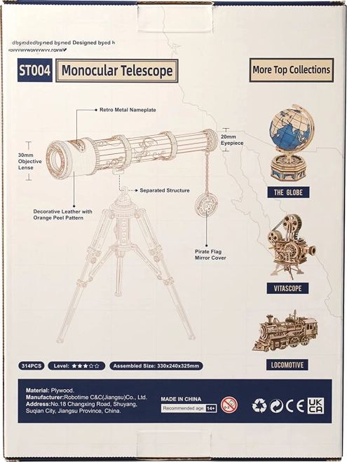 ROBOTIME Rokr Dřevěný Model Monokulárního Dalekohledu