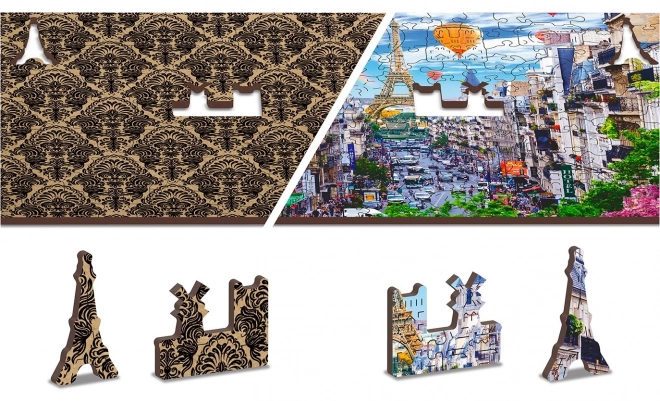 Dřevěné puzzle rušná paříž 2v1