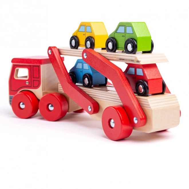 Dřevěný kamion s auty od Bigjigs Toys