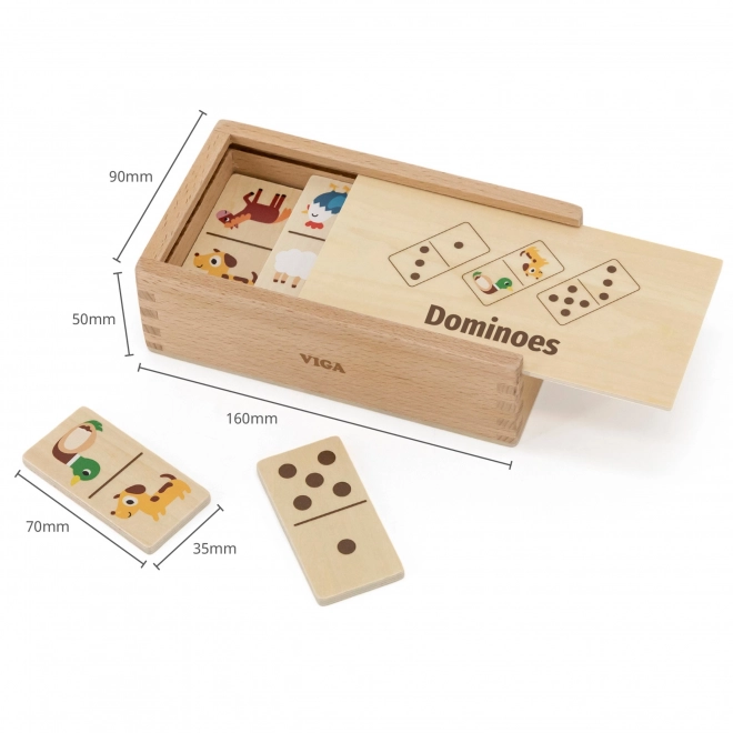 Dřevěné domino zvířátka a čísla 2v1