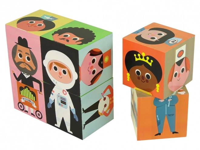 Dřevěné kostky Uspořádat znaky 6 dílků Barevné puzzle