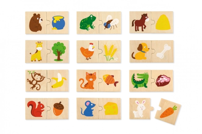 Dřevěné puzzle - krmení zvířátek
