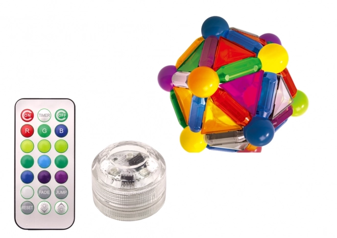 Magnetické cihly s osvětlením v krabici 154 prvků