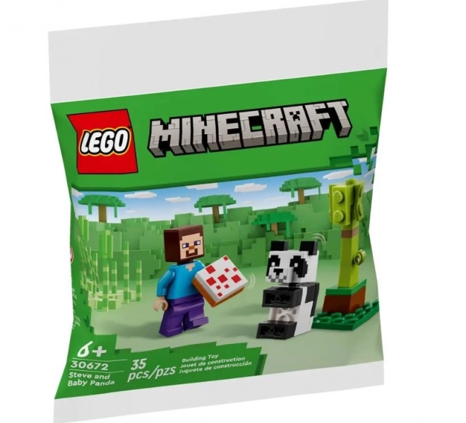 Stavebnice Minecraft Steve a malá panda