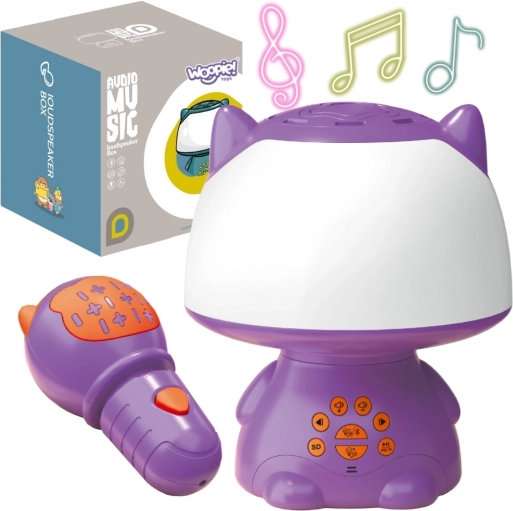 Woopie multifunkční RGB lampička s Bluetooth reproduktorem a karaoke, fialová