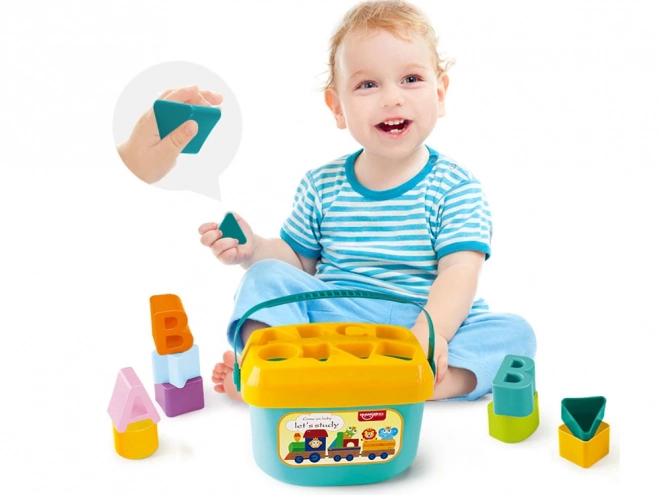 Barevný edukativní set kbelík kostky s písmenky