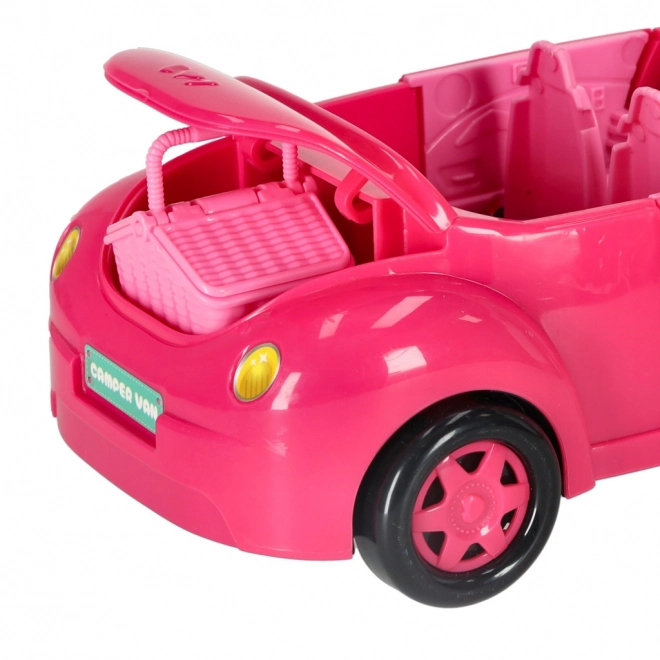 Auto pro panenky kabriolet štěňátko pikniková sada růžová 4 el.