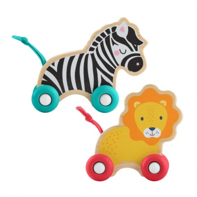 Dřevěná postrkovací zvířátka Lev a Zebra od Fisher-Price