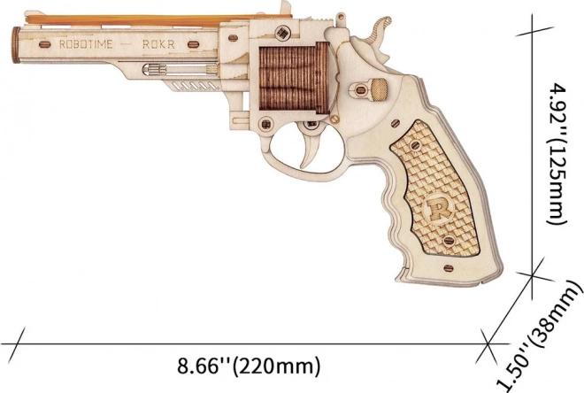 Dřevěné 3D puzzle revolveru Corsac od Robotime