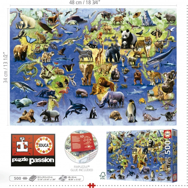 EDUCA Puzzle 100 ohrožených druhů 500 dílků