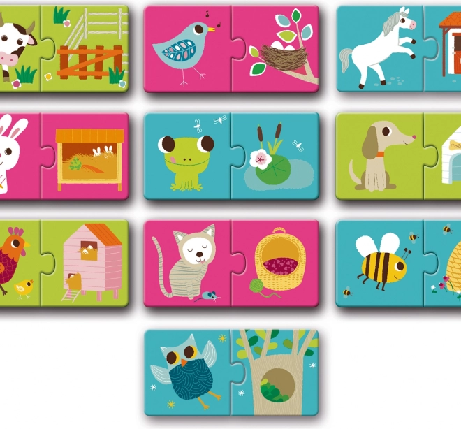 DJECO Puzzle Zvířecí domečky 12x2 dílků