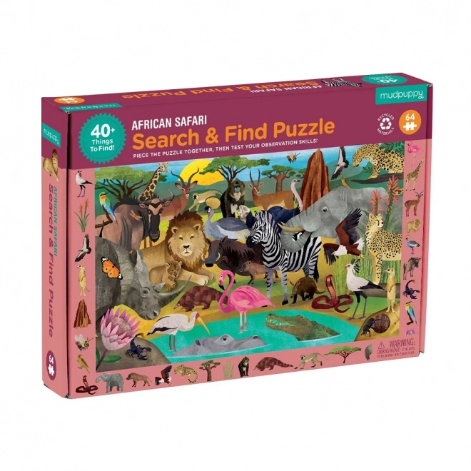 Mudpuppy puzzle Safari skládanka a hledání 64 dílků