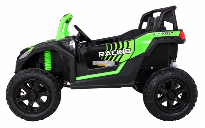 Silná závodní čtyřkolka buggy pro 2 děti Zelená + Střídavý motor + Nafukovací kola + LED audio