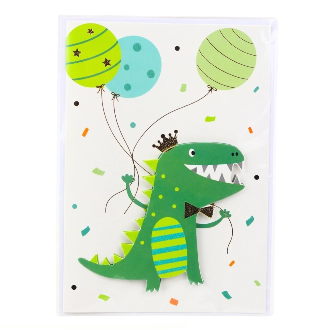 3D blahopřání s jednorožcem, slonem, žábou a dinosaurem