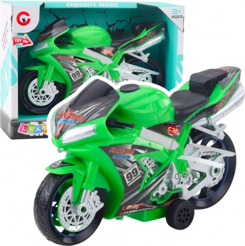 závodní motorka hračka zelená se světly a zvuky