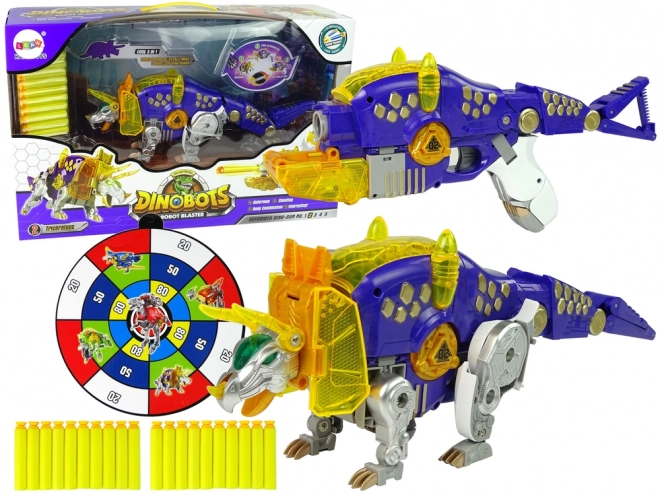 Dinobots robotická střílečka Fialový Triceratops s terčem