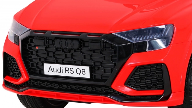 Audi RS Q8 Baterie auto + telecomandă + pornire lentă + EVA + LED + MP3 USB – Červená