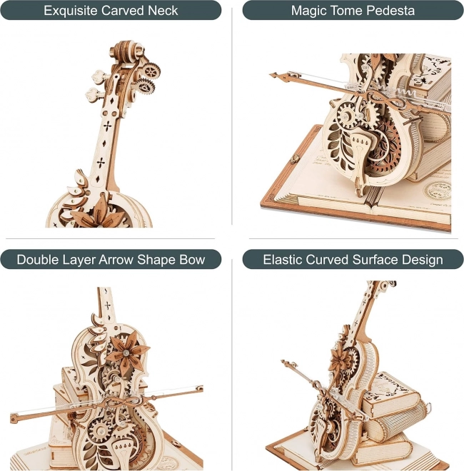 RoboTime dřevěné mechanické puzzle Kouzelné violoncello (elektrický pohon)