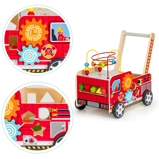 Dřevěný vzdělávací chodítko s kostkami - Hasičské auto ECOTOYS
