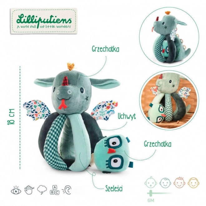 Lilliputiens - chrastítko - dráček Joe a sova Merlin