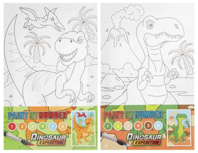 Malování podle čísel dinosaurus s vodovkami