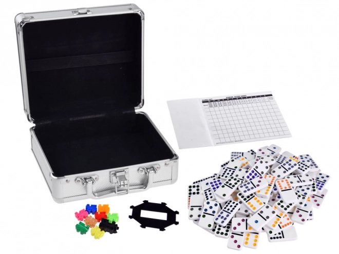 Sada her Domino a Mexican Train s kovovým kufříkem
