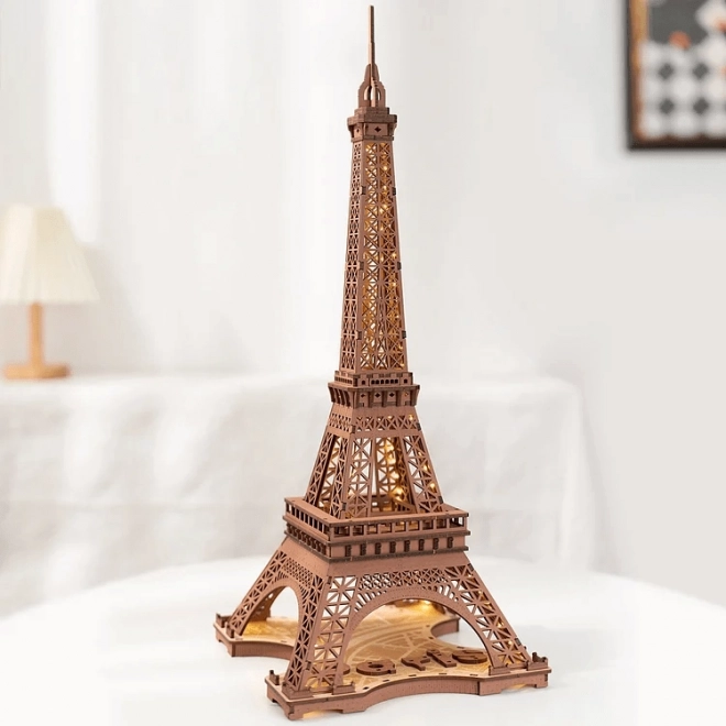 RoboTime 3D Dřevěné puzzle Rolife Noc Eiffelovy věže svítící
