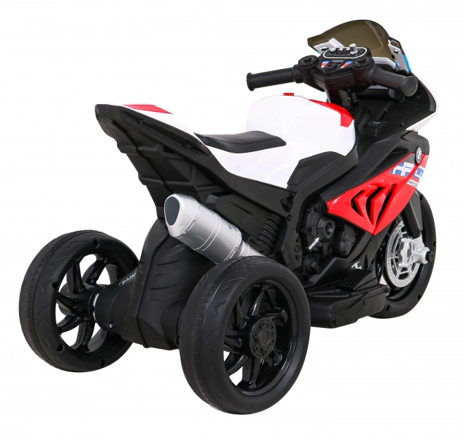 BMW HP4 Dětská motorka na baterie červená + 3 kola + LED + MP3 USB + eko kůže