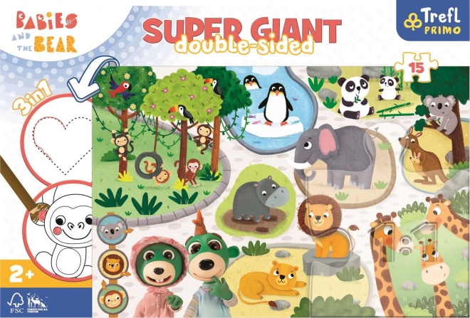 Obrovské puzzle 15 dílků Bobaski v ZOO