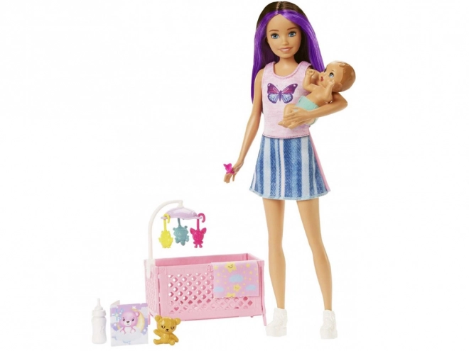 Loutka Barbie Skipper Babysitters opatrovnice s kojencem a doplňky