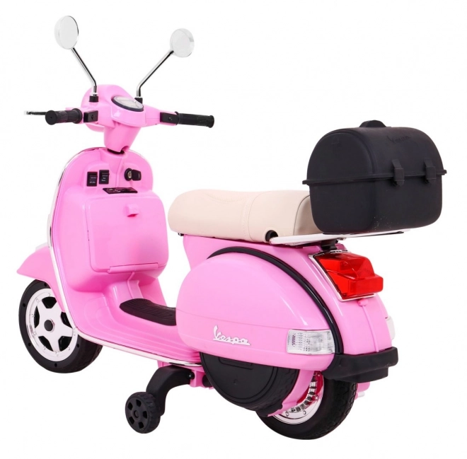 Elektrický dětský skútr Vespa růžový s podpůrnými kolečky