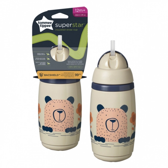 Tommee Tippee izolační hrnek s brčkem 266 ml šedý
